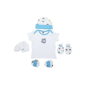 MeeMee Mee Mee White & Blue Printed 5-Piece Baby Gift Set