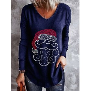 Lilicloth.com Santa’s Favorite Women's V-neck blouse - Deep Blue - Size: 3XL