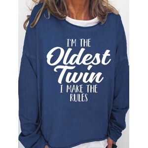 Lilicloth.com I am the Oldest Twin Women's Sweatshirts - Deep Blue - Size: 3XL