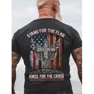 Lilicloth.com Stand For The Flag Kneel For The Cross T-Shirt - Deep Gray - Size: 3XL