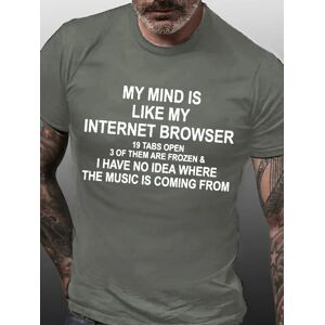 Lilicloth.com Men’s My Mind Is Like My Internet Browser 19 Tabs Open 3 Of Them Are Frozen Casual Text Letters Regular Fit T-Shirt - Deep Gray - Size: 3XL