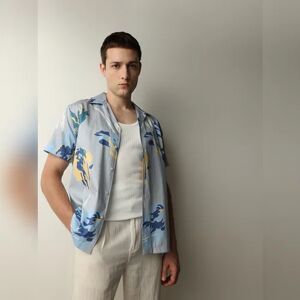 SELECTED HOMME Blue Floral Short Sleeves Shirt