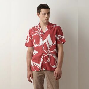 SELECTED HOMME Red Floral Cuban Collar Short Sleeves Shirt