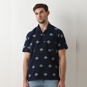 SELECTED HOMME Dark Blue Printed Short Sleeves Shirt