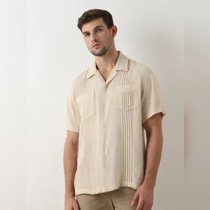 SELECTED HOMME Beige Cuban Collar Short Sleeves Shirt