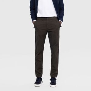 SELECTED HOMME Dark Green Mid Rise Slim Brushed Pants