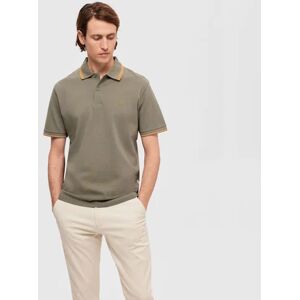 SELECTED HOMME Green Contrast Tipping Polo T-shirt