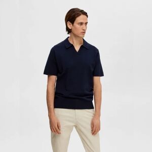 SELECTED HOMME Navy Blue Knitted Polo T-shirt