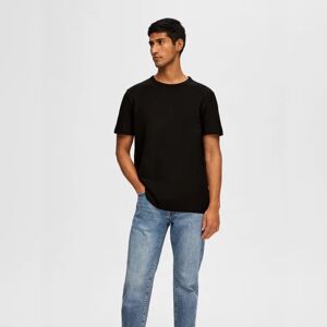 SELECTED HOMME Black Pique Crew Neck T-shirt