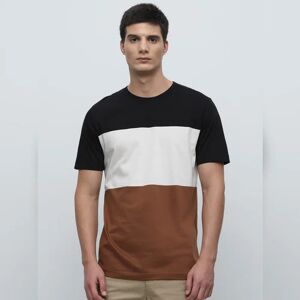 SELECTED HOMME Black Colourblocked Crew Neck T-shirt