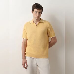 SELECTED HOMME Sand Yellow Knitted Polo T-shirt