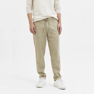 SELECTED HOMME Light Green Mid Rise Linen Pants