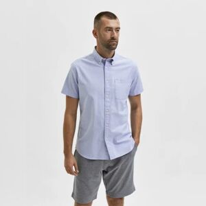 SELECTED HOMME Blue Organic Cotton Half Sleeves Shirt