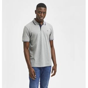 SELECTED HOMME Grey Organic Cotton Polo Neck T-shirt