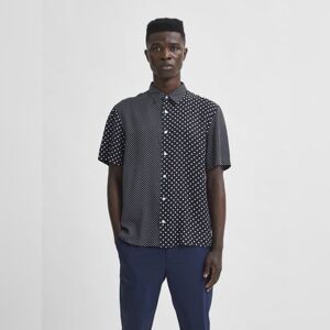 SELECTED HOMME Black Dotted Half Sleeves Shirt