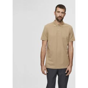 SELECTED HOMME Beige Organic Cotton Polo Neck T-shirt