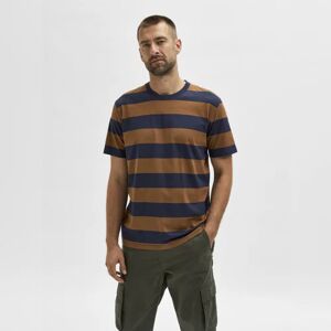 SELECTED HOMME Brown Striped Crew Neck T-shirt