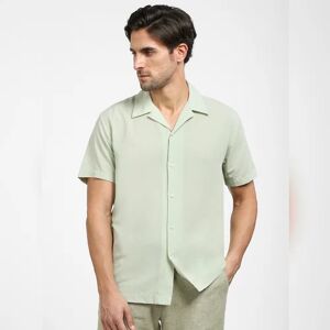 SELECTED HOMME Light Green Cuban Collar Short Sleeves Shirt