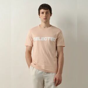 SELECTED HOMME Pink Logo Print Crew Neck T-shirt