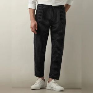 SELECTED HOMME Black Striped Cropped Pants