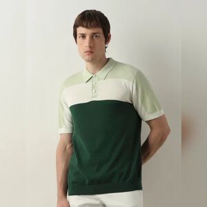 SELECTED HOMME Green Colourblocked Knit Polo