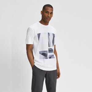 SELECTED HOMME White Graphic Print Crew Neck T-shirt