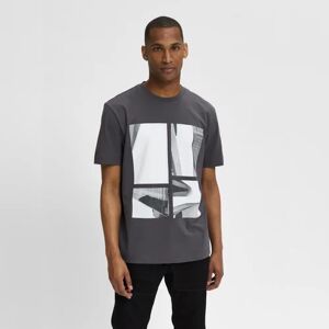 SELECTED HOMME Grey Graphic Print Crew Neck T-shirt