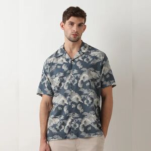 SELECTED HOMME Dark Grey Printed Cuban Collar Shirt