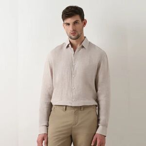 SELECTED HOMME Beige Linen Full Sleeves Shirt