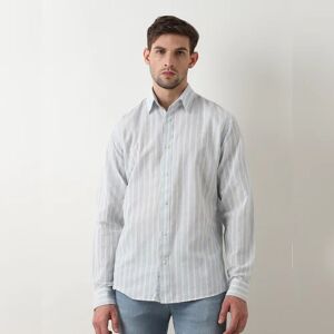 SELECTED HOMME Light Blue Striped Linen Shirt