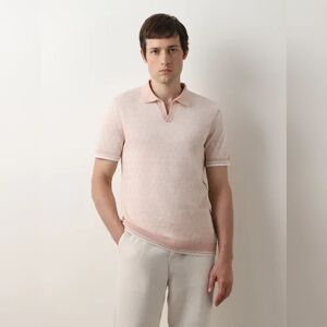 SELECTED HOMME Pink Printed Knit Polo T-shirt