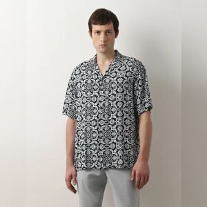 SELECTED HOMME Blue Printed Cuban Collar Short Sleeves Shirt