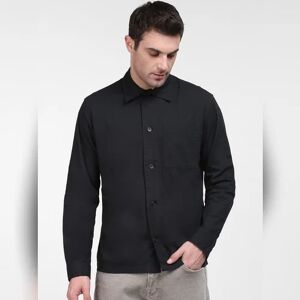 SELECTED HOMME Black Organic Cotton Loose Fit Overshirt