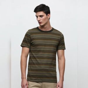 SELECTED HOMME Green Striped Organic Cotton T-shirt