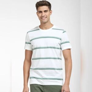 SELECTED HOMME Green Striped Crew Neck T-shirt