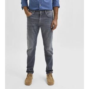 SELECTED HOMME Grey Mid Rise Washed Leon Slim Jeans