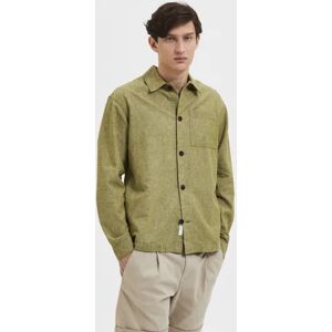 SELECTED HOMME Green Linen Overshirt