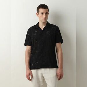 SELECTED HOMME Black BRODERIE Detail Cuban Collar Shirt