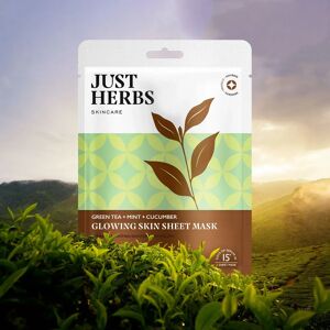 Just-Herbs-india Green Tea Sheet Mask with Mint & Cucumber For Glowing Skin (Pack of 1)