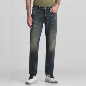 JACK & JONES JACK&JONES Dark Blue Mid Rise Distressed Regular Fit Jeans