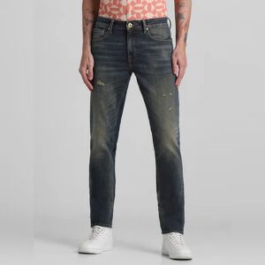 JACK & JONES JACK&JONES Dark Blue Low Rise Distressed Slim Fit Jeans