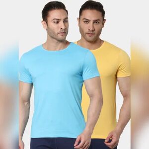 JACK & JONES JACK&JONES Blue & Yellow Crew Neck T-shirts - Pack of 2