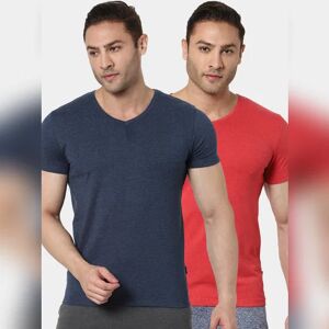 JACK & JONES JACK&JONES Red & Grey V Neck T-shirts - Pack of 2