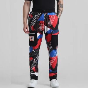 JACK & JONES JACK&JONES URBAN RACERS by Jack & Jones Black Mid Rise Printed Sweatpants