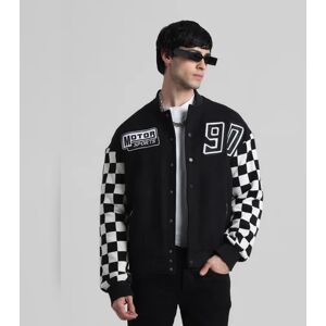 JACK & JONES JACK&JONES URBAN RACERS by Jack & Jones Black Motocheck Bomber Jacket