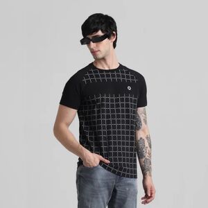 JACK & JONES JACK&JONES Black Logo Check Print T-shirt