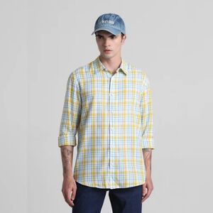 JACK & JONES JACK&JONES Yellow & Blue Check Full Sleeves Shirt