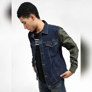 JACK & JONES JACK&JONES Blue Denim Colourblocked Sleeve Jacket