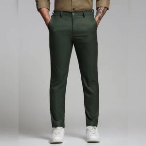 JACK & JONES JACK&JONES Dark Green Mid Rise Slim Fit Pants