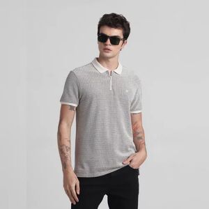 JACK & JONES JACK&JONES Beige Zip-Up Jacquard Polo T-shirt